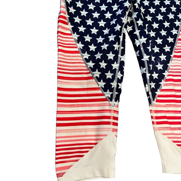 Tommy Hilfiger Res White and Blue Cropped Leggings Patriotic 4th of July - Picture 2 of 6